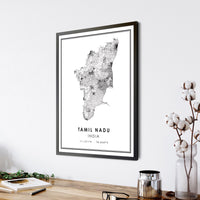 
              Tamil Nadu, India Modern Style Map Print 
            