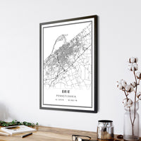 Erie, Pennsylvania Modern Map Print 