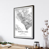 Newport News, Virginia Modern Map Print 