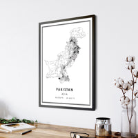 Pakistan, Asia Modern Style Map Print 