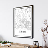 Watertown, Connecticut Modern Map Print 