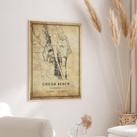 
              Cocoa Beach, Florida Vintage Style Map Print 
            