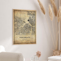 Portsmouth, Virginia Vintage Style Map Print 