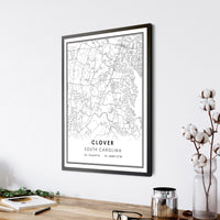 
              Clover, South Carolina Modern Map Print 
            