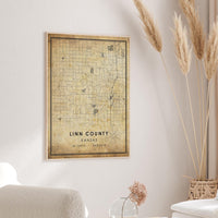 Linn County, Kansas Vintage Style Map Print