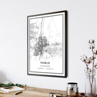 Pueblo, Colorado Modern Map Print