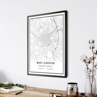 West Chester, Pennsylvania Modern Map Print 