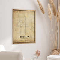 
              Coldwater, Mississippi Vintage Style Map Print 
            