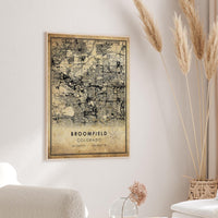 
              Broomfield, Colorado Vintage Style Map Print 
            