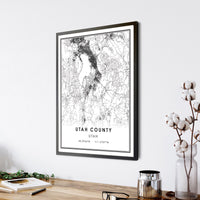 Utah County, Utah Modern Map Print 