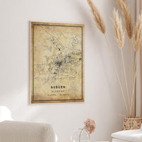 Auburn, Alabama Vintage Style Map Print