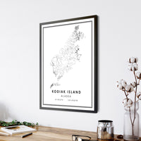 
              Kodiak Island, Alaska Modern Map Print
            