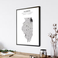 
              Illinois, United States Scandinavian Style Map Print 
            