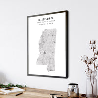 
              Mississippi, United States Scandinavian Style Map Print 
            