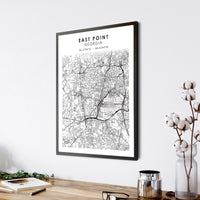 
              East Point, Georgia Scandinavian Map Print    
            