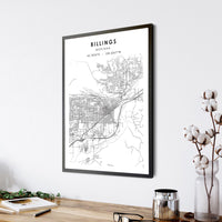 
              Billings, Montana Scandinavian Map Print 
            