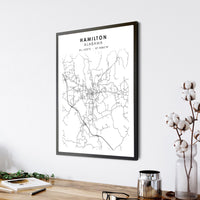 Hamilton, Alabama Scandinavian Map Print 