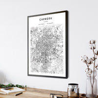 
              Chengdu, China Scandinavian Style Map Print 
            