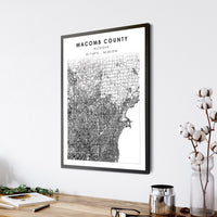 Macomb County, Michigan Scandinavian Map Print 