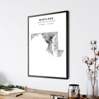 Maryland, United States Scandinavian Style Map Print 