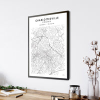 Charlottesville, Virginia Scandinavian Map Print 