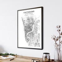 
              Chittagong, Bangladesh Scandinavian Style Map Print 
            