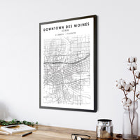 
              Downtown Des Moines, Des Moines, Iowa Scandinavian Map Print 
            