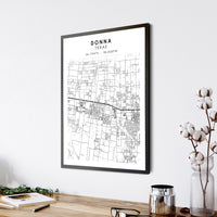 Donna, Texas Scandinavian Map Print 