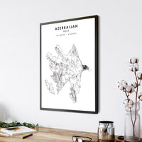 
              Azerbaijan, Asia Scandinavian Style Map Print 
            