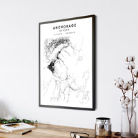 
              Anchorage, Alaska Scandinavian Map Print 
            