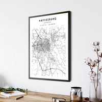 Hattiesburg, Mississippi Scandinavian Map Print 