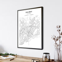 Galway, Ireland Scandinavian Style Map Print 