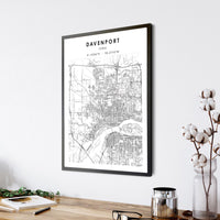 
              Davenport, Iowa Scandinavian Map Print 
            