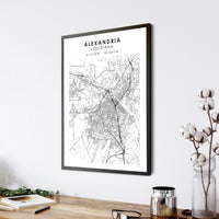 Alexandria, Louisiana Scandinavian Map Print 