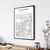 
              Gisha Tehran, Iran Scandinavian Style Map Print 
            