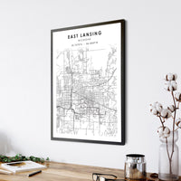 
              East Lansing, Michigan Scandinavian Map Print 
            