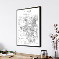 Franklin, Tennessee Scandinavian Map Print 