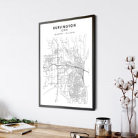 
              Burlington, Iowa Scandinavian Map Print 
            