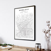 Beverly Hills, California Scandinavian Map Print 