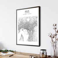 
              Oslo, Norway Scandinavian Style Map Print 
            