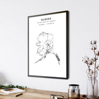 
              Alaska, United States Scandinavian Style Map Print 
            