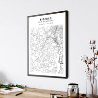 
              Bedford, New Hampshire Scandinavian Map Print 
            