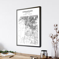 Chesapeake, Virginia Scandinavian Map Print 