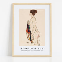 Egon Schiele - Standing Nude woman with a Patterned Robe 1917